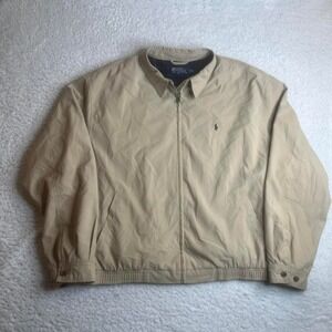 Vintage‎ Polo Ralph Lauren men beige bi-swing bomber jacket flannel line 90s xxl